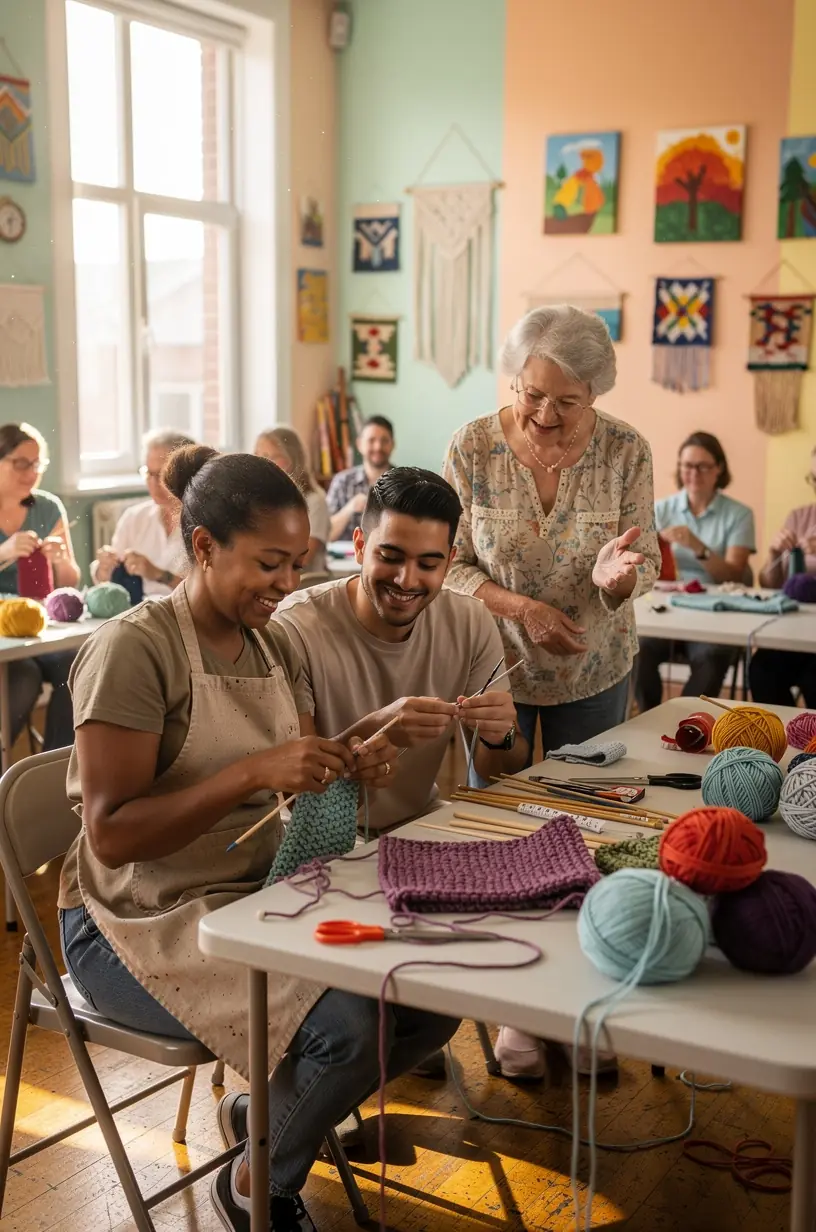 Members engaged in skill-sharing craft activities
